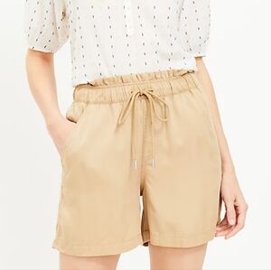 LOFT Khaki Tan Drawstring Paper Bag Shorts